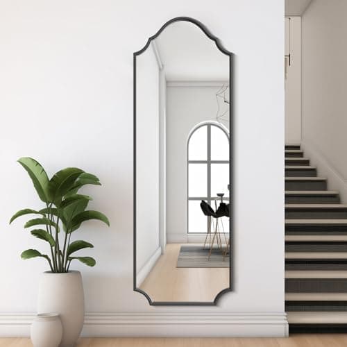 WallBeyond Arched Full Length Mirror Wall Mounted, 65"x22" Black Metal Frame Full Body Mirror for Bedroom, Living Room, Hanging or Leaning Against Wall Full Size