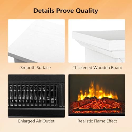 Bonnlo 27''W Freestanding Electric Fireplace Stove w/Remote & Timer, Realistic Fake Fireplace Heater w/ 6 Flame Colors, 5 Flame Brightness & Wood Mantel for Indoor Home Bedroom Living Room, 1400W 5