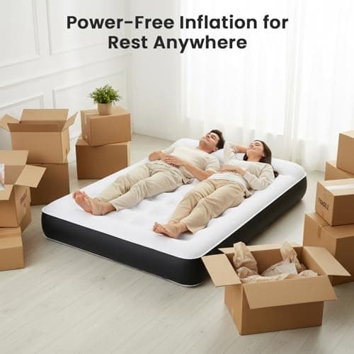 COMMOUDS Queen Air Mattress with Built-in USB Rechargeable Air Pump, 8" Raised Blow up Mattress with Built-in Pillow, Portable Inflatable Mattress, Air Bed for Camping, Travel, Home and Guest 7