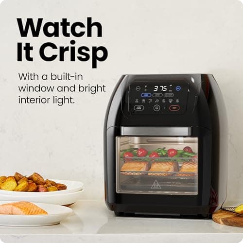 CHEFMAN Multifunctional Digital Air Fryer+ Rotisserie, Dehydrator, Convection Oven, 17 Touch Screen Presets Fry, Roast, Dehydrate, Bake, XL 10L Family Size, Auto Shutoff, Large Easy-View Window, Black 7