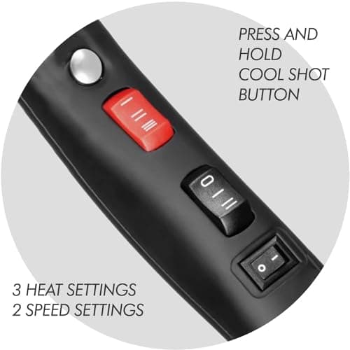 Sam Villa Artist Series Lightweight & Quiet Ionic Professional Hair Dryer With Variable Speed & Temperature, Black 6