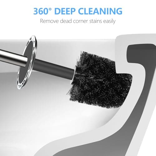 SetSail Toilet Brush, Compact Size Toilet Bowl Brush and Holder Toilet Brushes for Bathroom with Stainless Steel Handle Toilet Cleaner Brush with Durable Scrubbing Bristles, Splash-Proof 5