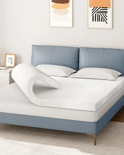 Slumbrae 4 Inch Full XL Mattress Topper, 40D High-Density Memory Foam Mattress Topper Full Extra Long for Dorm Beds, 320GSM Bamboo Viscose Cover Non-Slip Washable College Bed Topper, White