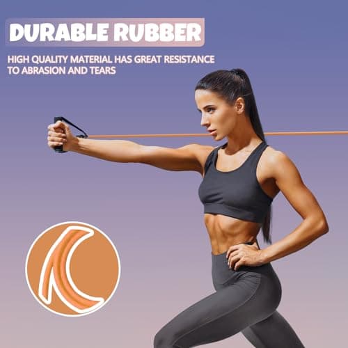 RitFit Single Resistance Exercise Band with Comfortable Handles - Ideal for Physical Therapy, Strength Training, Muscle Toning - Foam Padding Door Anchor and Starter Guide Included (Green(5-10lbs)) 5