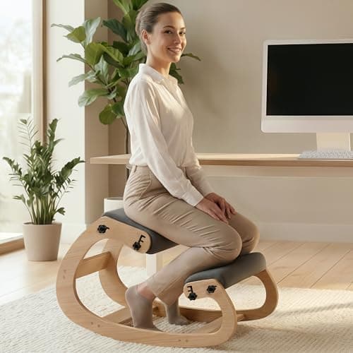 NYPOT Ergonomic Kneeling Chair with Adjustable Seats - Knee Chair for Posture Correction & Kneel Rocking Stool for Desk - Back Pain Relief for Home and Office, Supports 250 pounds - 5 Years Warranty