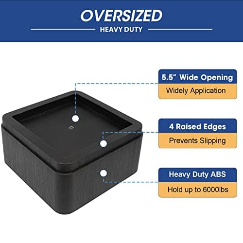 MYMULIKE Bed Risers 3 Inch, Oversized Fit Up to 5.5" Legs, Heavy Duty Support 6000lbs, Stackable 6/9 inch Bed Raising Blocks Furniture Sturdy Bed Lifts for College Dorm Rooms, Couches, Tables, Desks 6