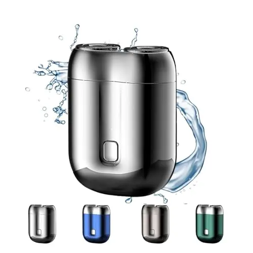 New Model Mini Dual-Head Electric Shaver, Mini Razor Dual Head Portable,Double Head Razor, Pocket Size Washable Electric Razor (Silver)