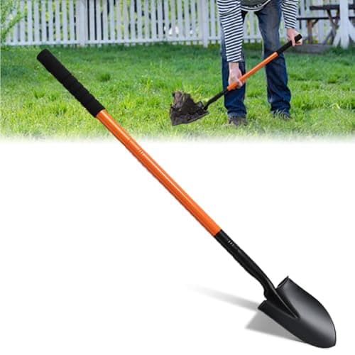 Small Shovel for Digging with Metal Handle, 43.7 Inch Heavy Duty Garden Shovel, Trench Shovels Ideal for Digging Gardening Trenching Planting Camping Transferring Scooping, Orange