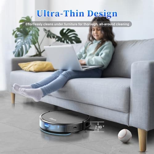Tikom Robot Vacuum and Mop Combo, Robot Vacuum Cleaner with Powerful Suction, Super Thin, Self-Charging Robotic Vacuum Cleaner for Carpet, Pet Hair, Hard Floors, APP & Remote Control 7