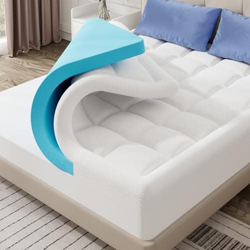 ELEMUSE Cal King Dual Layer 3 Inch Memory Foam Mattress Topper for Pressure Relief, Breathable Pillow Top Mattress Pad with Deep Pocket, Enhanced Support, Non-Slip Design & Removable & Washable