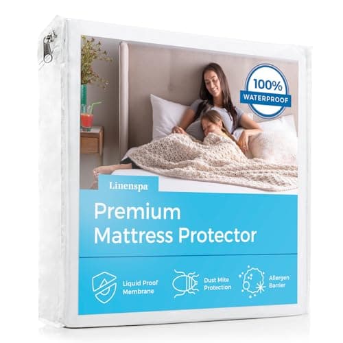 Linenspa Waterproof Mattress Protector, Full Size – Fitted Sheet Style, Breathable, Machine Washable & Dryer Safe, White