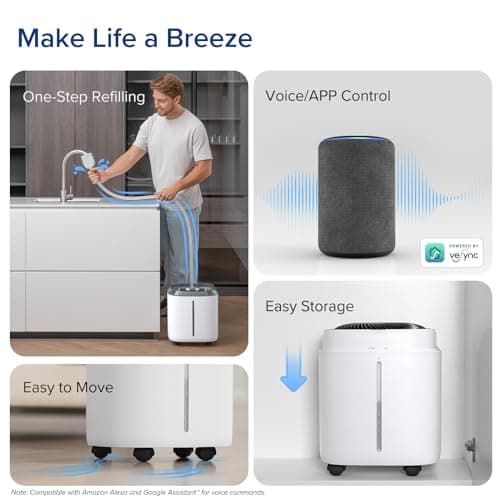 LEVOIT Superior 6000S Smart Evaporative Humidifiers for Home Whole House up to 3000ft², 6 Gal, Last 72-Hour, Premium Filter, Dry Mode, Wheels & Water Fill Hose & Foldable Storage - Quiet Sleep Mode 5