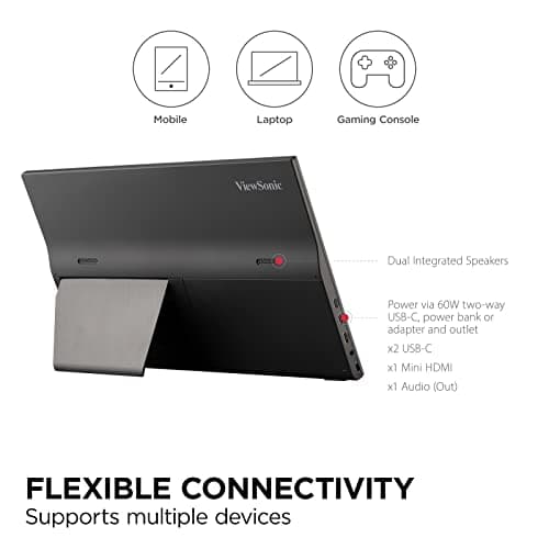ViewSonic VA1655 15.6 Inch 1080p Portable IPS Monitor with Mobile Ergonomics, USB-C, and HDMI for Home and Office (Renewed) 5