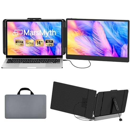 MarsMyth S1 Laptop Screen Extender - 14'' Portable Dual Monitor for Laptops, 1080P FHD Plug & Play Portable Monitor for 13''-17'' Laptops, Compatible with Windows Mac PS5 Dex Android Switch