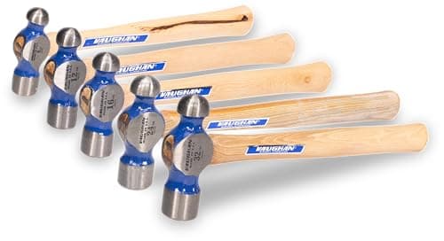 VAUGHAN Hickory Handle Ball Pein Hammers, 5 Piece Set, Made In The USA, Polished Striking Head, VN18710