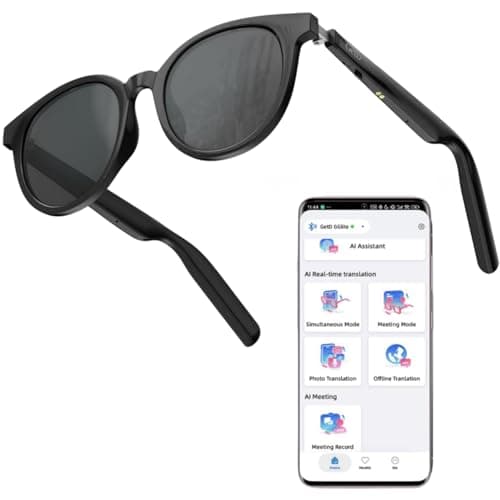 GetD AI Smart Glasses for Men and Women, Low Bridge Fit, 74-Language Real-Time Translator Powered by ChatGPT - Bluetooth 5.4 with 11H Playtime, Polarized Sunglasses for Travel, Driving, Daily Use