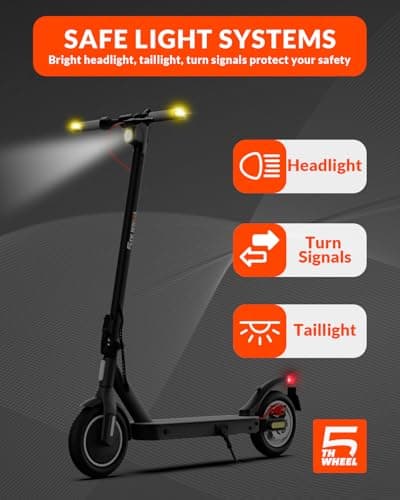 5TH WHEEL V30PRO Electric Scooter, 10" Solid Tires, 350W Motor & 18 MPH, 19.9 Miles Range E-Scooter with E-Lock, Dual Brakes and Suspension, Foldable Adults Commuter Scooter with Turn Signals and APP 7
