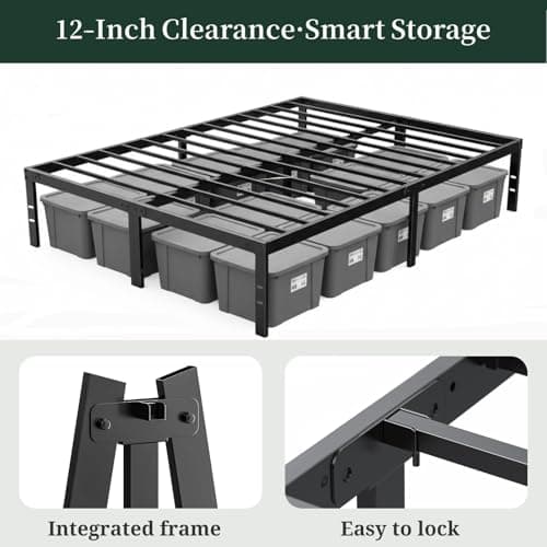 Full Size Bed Frame, 14 Inch Metal Platform Bed Frames with Heavy Duty Steel Slat Support, No Box Spring Needed, Easy Assembly, Under Bed Storage 5