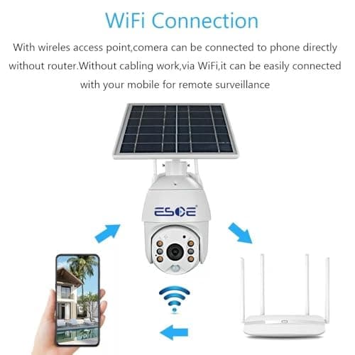 ESOE UBOX APP 2MP WiFi 4G Solar PTZ Camera IP Surveillance 1080P 4G Wireless Panel Battery Power CCTV Solar Camera (1920 x 1080,WiFi) 9