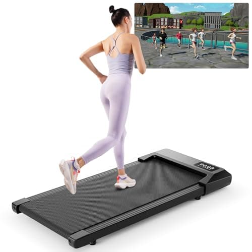DeerRun Under Desk Walking Pad Treadmill for Home Office & Small Spaces, 6% Manual Incline, 0.6–3.8 MPH Walking Speed, 2.5 HP, 300 lb Capacity, App & Remote Control