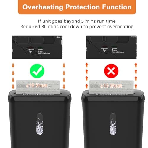 Home Office Paper Shredder,Woolsche 10-Sheet Strip Cut with 3.17-Gallon Basket,P-2 Security Level,CD & Credit Card Shredder,Durable & Fast - Jam Proof System - ETL Certified 5