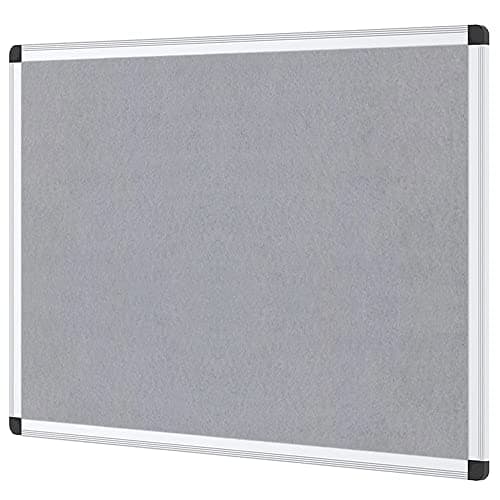 VIZ-PRO Notice Board Felt Gray, 36 X 24 Inches, Silver Aluminium Frame