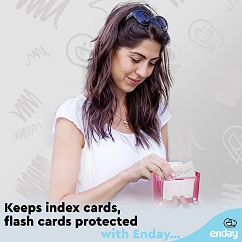 3" X 5" Index Card Case Holds 100 Cards Includes Business Card/Index Holder and 5 Tab Dividers Comes in Assorted Color – (Pack of 4) By (Emraw) 6