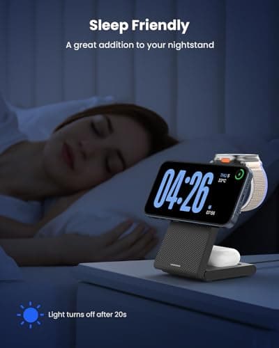 3 in 1 Wireless Charging Station, Foldable Magnetic Wireless Charger Stand for Multiple Devices, Wireless Charger for iPhone 16/15/14/13/12, Apple Watch 9/8/7/6/SE/5/4/3/2, AirPods 3/2/Pro 5