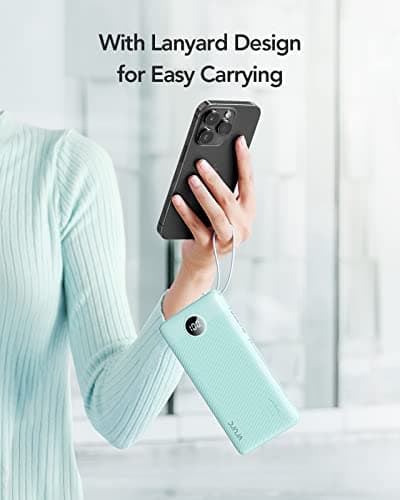 VRURC Portable Charger for iPhone, Compact Travel Power Bank 10000mAh, USB C Battery Pack 4 Outputs 3 Inputs, Slim Phone Charger with Cables for iPhone 17 16 15 14 13,Samsung Galaxy-Green(1 Pack) 7