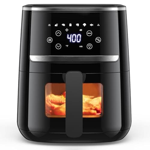 Adoolla 5.0 Qt Air Fryer Oven, Nonstick Cooker with Recipes, Oil Free, Electric Hot Air Fryer, Black