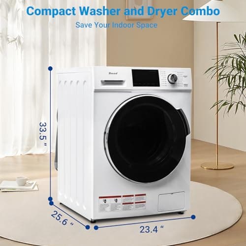 Smad 24" Washer and Dryer Combo, 2.7 Cu. Ft Ventless Washer Dryer Combo with 26 Lbs Capacity, Child Lock, Low Noise and Easy Store for Laundry, Apartments, RV and Compact Space, White 7