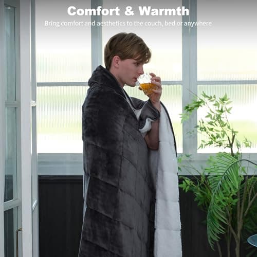 Weighted Blanket King Size 30 lbs 88x104 inches, Sherpa Fleece Throw Blanket for Couple with Soft Plush Flannel Top, Fuzzy Fluffy Cozy Warm and Thick Heavy Blanket for Winter 6