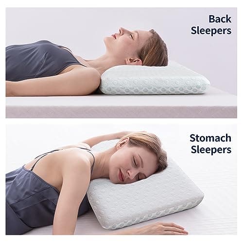 Hcore Ultra Thin Pillow 2.75" Stomach Sleeping, Slim Pillow for Side Back Stomach Sleepers, Gel Infused Memory Foam Pillow with Two-Sided Pillows - CertiPUR-US - Standard 5