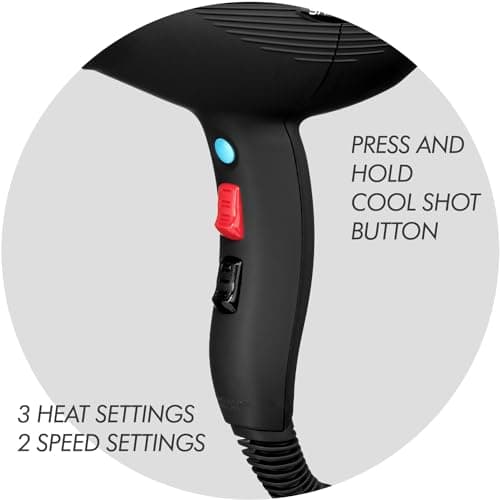Sam Villa Lightweight & Quiet Ionic Professional Hair Dryer With Variable Speed & Temperature, Black Matte 6