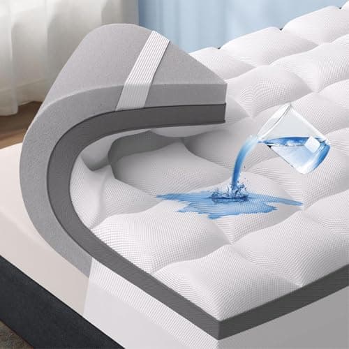 Bedsure 4 Inch Memory Foam Mattress Topper Twin Size, Dual Layer 2.5 Inch Gel Memory Foam & 800 GSM Waterproof Pillow Top Cooling Mattress Pad with 8-21 Inch Deep Pocket (Twin, 39x75 Inches)