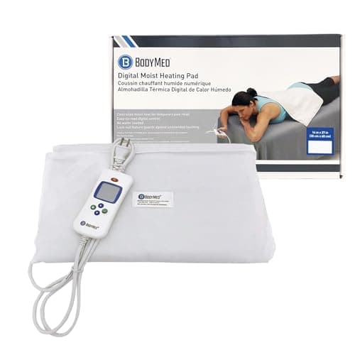 BodyMed Digital Moist Heating Pad with Auto Shut Off Heating Pad for Neck and Shoulders, Back Pain and Muscle Discomfort Relief - 14 x 27 Inch, White
