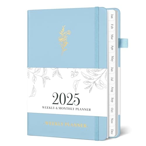2025 Weekly Planner, Weekly and Monthly Planner with Monthly Tabs from Jan 2025 - Dec 2025, Hardcover Calendar Planner Notebook with Date for School & Office Schedule, 5.8"×8.3", Blue