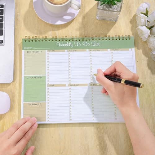 Weekly To Do List Notepad, 8.5''x11'' Weekly Desk Planner with 52 Tear Off Sheets Undated Weekly Planner Habit Tracker & Productivity Organizer for Home School and Work, Light Green 5