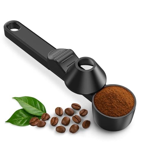 Coffee Scoop & Funnel for Reusable K Cup Refillable Coffee Pods,Mess-Free Measuring Spoon 2 TBSP Capacity for Ground Coffee, Protein Powder & Tea, Funnel Design without Spilling(1, Black)