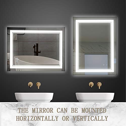 LED Bathroom Mirror Wall-Mounted Vanity Mirror with Anti Fog,Dimmable Waterproof Smart Touch Button Makeup Mirror with Lights Vertical & Horizontal (32x24 Inch) 6