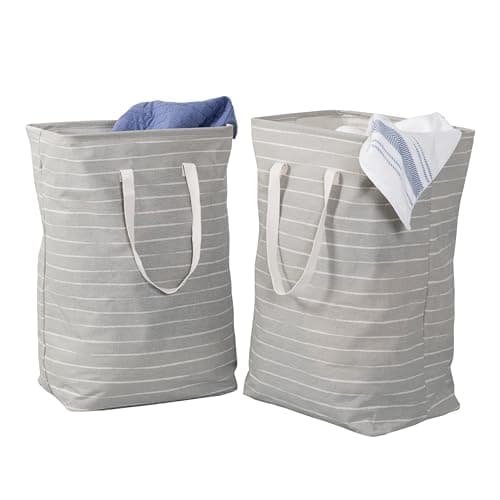 Honey-Can-Do Set of 2 Collapsible Fabric Laundry Basket Hampers With Handles HMP-09863 Grey