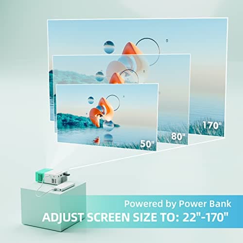 wepvo Projector Mini Portable Outdoor Movie Projectors, LED Pico Video Projector for Home Theater Film Projectors, Compatible with Smartphone/ Tablet/ Laptop/ TV Stick/ PS/ USB 7