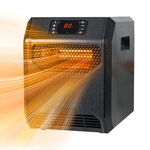 Infrared Space Heater 1500W Electric Portable Heaters for Indoor Use Realsmart UVC Air Purification 4 Heating Mode LED Display Remote Control Overheat Tip Over Protection Safe Quartz Element Heaters