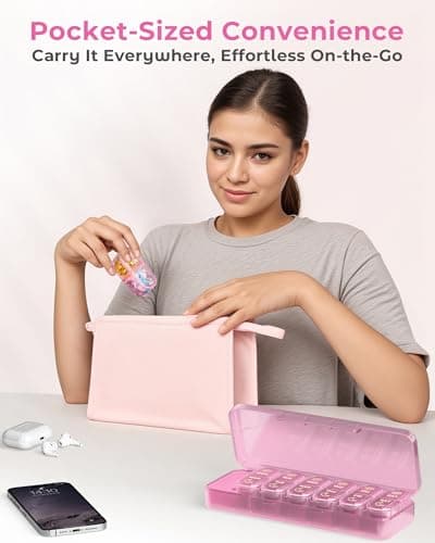 Pillex Pill Organizer 2 Times a Day, AM PM Pill Organizer 7 Day, Weekly Pill Box 2 Twice a Day, Travel Pill Case 7 Days, Medicine Organizer for Medication, Vitamins, Fish Oils, Supplements 8