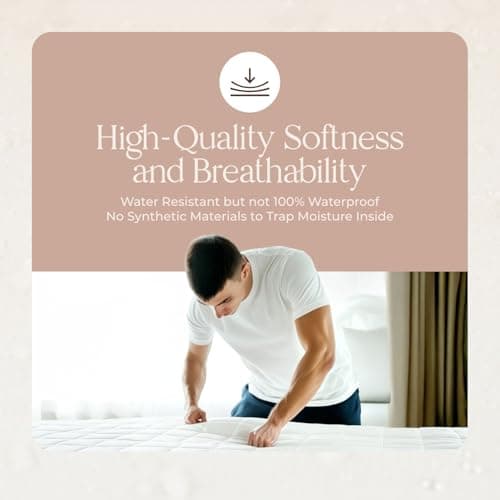 100% Cotton Organic Mattress Pad - Luxury Quilted Mattress Topper Protector Plush & Breathable Machine Washable Design - Fairtrade & GOTS Certified Premium 400GSM Thick with Deep Pocket (Queen) 7