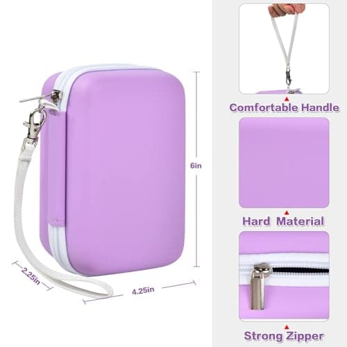 PAIYULE Hard Carrying Case for Phomemo D30 D35 Label Maker, Label Printer Case for Nelko P21, for NIIMBOT D110 D11, for Marklife P11 P12, for SUPVAN E10, Storage Bag with Mesh Pocket(Purple) 5