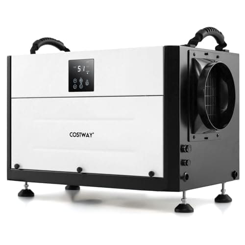 COSTWAY 124 PPD Commercial Dehumidifier, 1300 Sq.Ft Crawl Space Dehumidifier with 9.8 FT Drain Hose & Wired Remote Control Panel, Ideal for Basement, Warehouse, Job Site (White)
