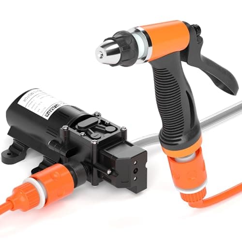 Portable Electric Pressure Washer Pump Intelligent High Pressure Powerful Washing Kit with 20Ft PVC Hose for Home Cleaning Car Garden Projects (100W 160PSI 12V)