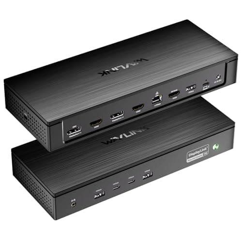 WAVLINK Pro Docking Station 5 Monitors, Up to Five 4K Displays for Mac & Windows, DisplayLink Dock with PD100W, 2X DP 1.4(120Hz), 2X HDMI 2.0, Alt HDMI, 2.5Gbps Ethernet, Driver Required DL7400