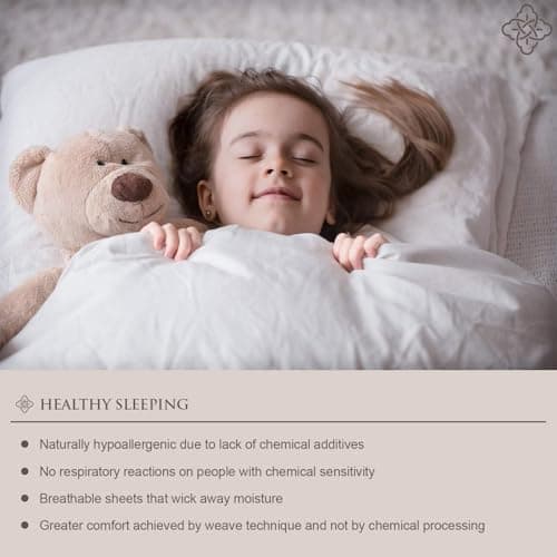 BIOWEAVES 100% Organic Cotton Pillow Cases 300 Thread Count Soft Sateen Weave GOTS Certified – Standard/Queen Size, Set of 2, Natural 5